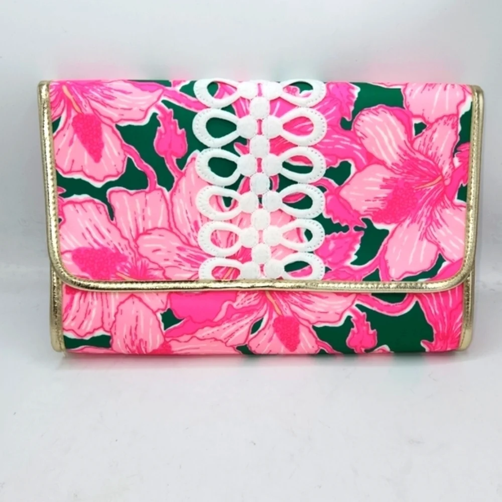 Lilly Pulitzer GWP Envelope Pouch Kelly Green Hibis Kiss